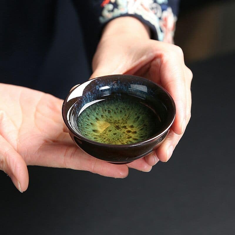 Amazon.co.jp: 曜変天目七彩窯変天目盞建窯品セット 茶道具茶盞茶碗 油